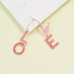 Love Letter Asymmetrical Acrylic Earrings