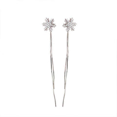 Tassel Snowflake Fairy Long Stud Earrings