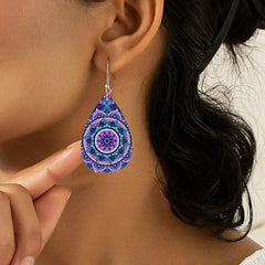 Boho Teardrop Dangle Earrings PU Leather Jewelry