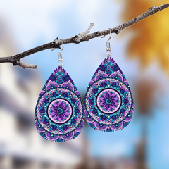 Boho Teardrop Dangle Earrings PU Leather Jewelry