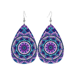 Boho Teardrop Dangle Earrings PU Leather Jewelry