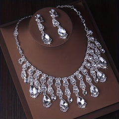 Water Drop Necklace Earrings Set for Wedding Dress