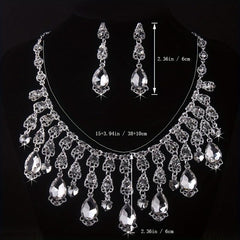 Water Drop Necklace Earrings Set for Wedding Dress
