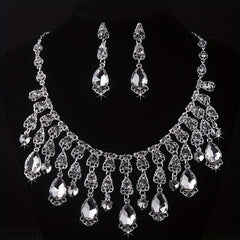 Water Drop Necklace Earrings Set for Wedding Dress