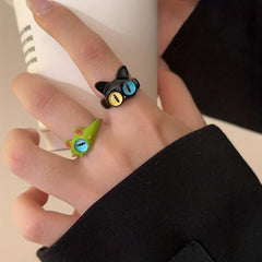 Kitten Monster Ring Niche Ring Couple Ring
