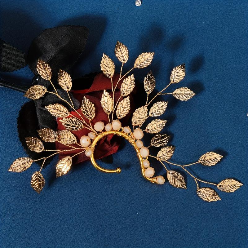 Flower Ear Bone Clip Earrings with Pearl & Diamond Nightclub Jewelry
