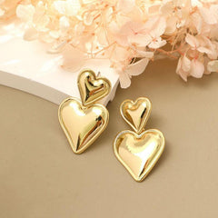 Heart Shaped Metal Earrings Retro Party Jewelry