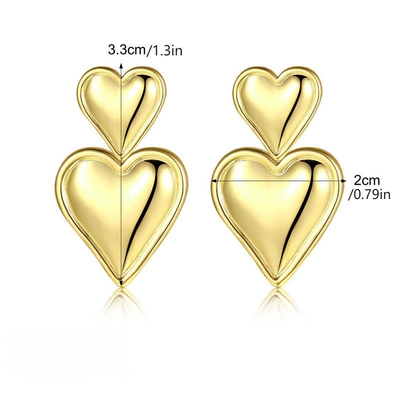 Heart Shaped Metal Earrings Retro Party Jewelry