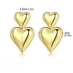 Heart Shaped Metal Earrings Retro Party Jewelry