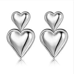 Heart Shaped Metal Earrings Retro Party Jewelry