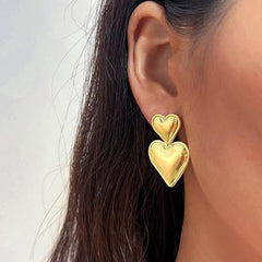 Heart Shaped Metal Earrings Retro Party Jewelry