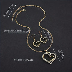 Heart Pendant Necklace Earrings Set Double Sided Faux Leather Droplet Earrings