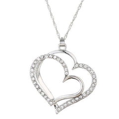Heart Pendant Necklace Earrings Set Double Sided Faux Leather Droplet Earrings