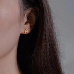 Artificial Diamond English Letter A Earrings Sweet Jewelry