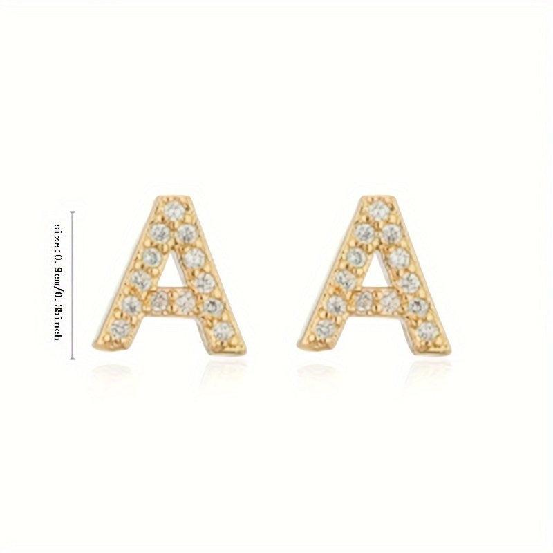Artificial Diamond English Letter A Earrings Sweet Jewelry