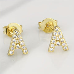 Artificial Diamond English Letter A Earrings Sweet Jewelry
