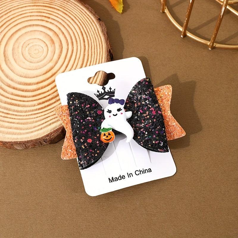 Halloween Bow Hairpins Set Spiders Pumpkins Ghosts Funny Hair Accessories