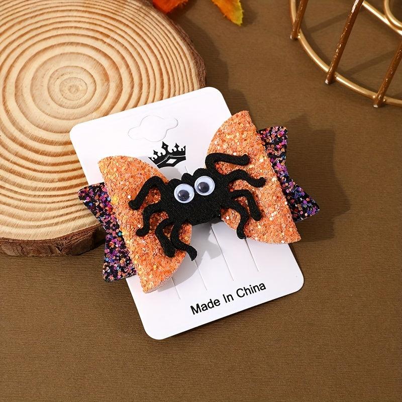 Halloween Bow Hairpins Set Spiders Pumpkins Ghosts Funny Hair Accessories