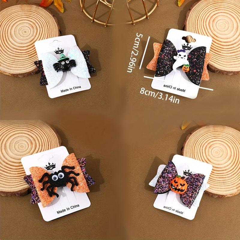 Halloween Bow Hairpins Set Spiders Pumpkins Ghosts Funny Hair Accessories