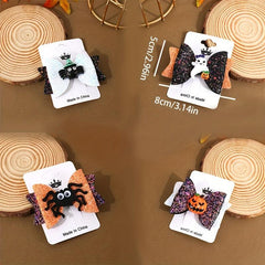 Halloween Bow Hairpins Set Spiders Pumpkins Ghosts Funny Hair Accessories