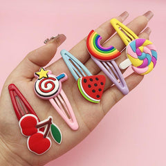 5 Pairs Kids Cartoon Headdress Hairpin Soft Pottery Bangs Clip
