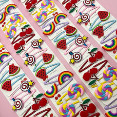 5 Pairs Kids Cartoon Headdress Hairpin Soft Pottery Bangs Clip