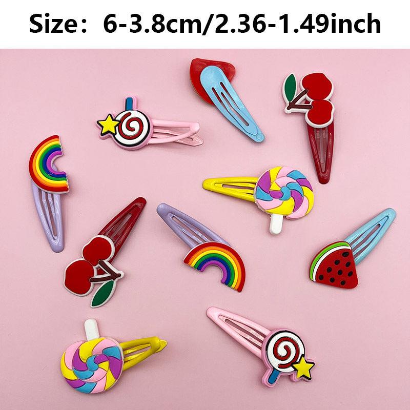 5 Pairs Kids Cartoon Headdress Hairpin Soft Pottery Bangs Clip