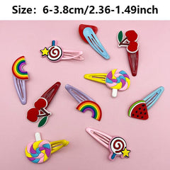5 Pairs Kids Cartoon Headdress Hairpin Soft Pottery Bangs Clip
