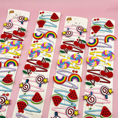5 Pairs Kids Cartoon Headdress Hairpin Soft Pottery Bangs Clip