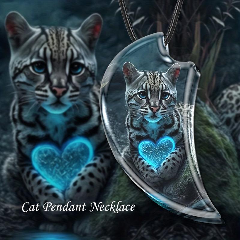 Creative Cat Necklace Resin Landscape Pendant Gothic Vintage Necklace