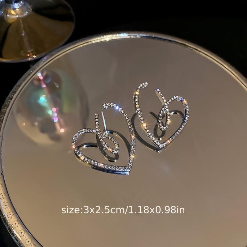 Metal Love Earrings Flash with Diamonds Internet Celebrity Fashion Earrings