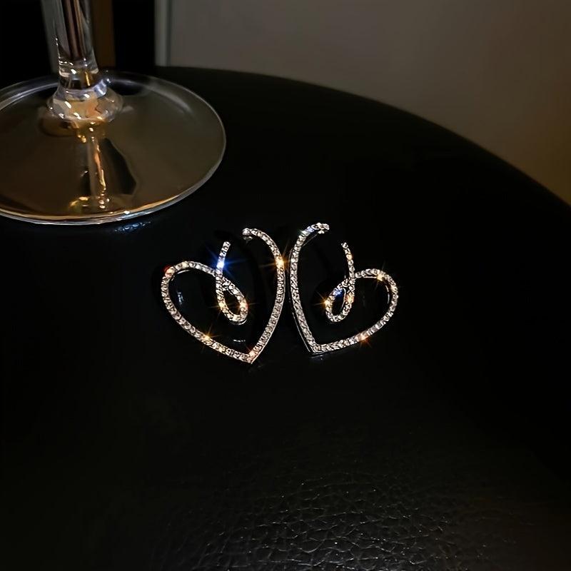 Metal Love Earrings Flash with Diamonds Internet Celebrity Fashion Earrings