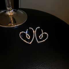 Metal Love Earrings Flash with Diamonds Internet Celebrity Fashion Earrings
