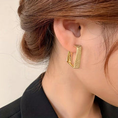 Vintage French Geometric Square Frosted Earrings