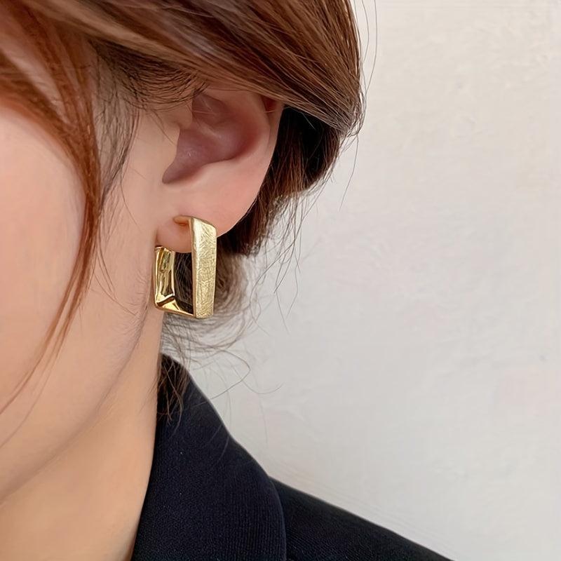 Vintage French Geometric Square Frosted Earrings
