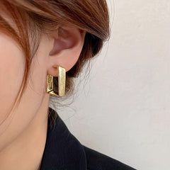 Vintage French Geometric Square Frosted Earrings