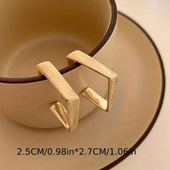 Vintage French Geometric Square Frosted Earrings