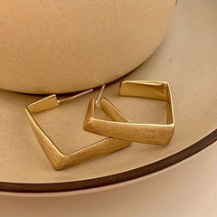 Vintage French Geometric Square Frosted Earrings