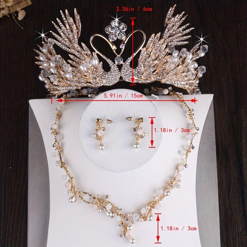 Handcrafted Crystal Crown Set for Weddings & Bridal Jewelry