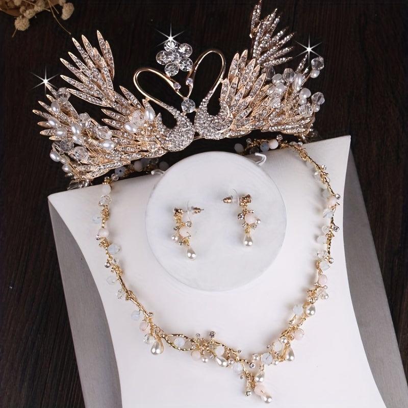 Handcrafted Crystal Crown Set for Weddings & Bridal Jewelry
