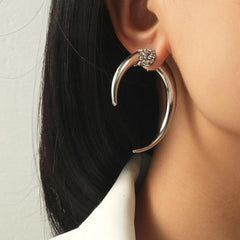 Exaggerated Zircon Earrings Punk Style Geometric Party Jewelry
