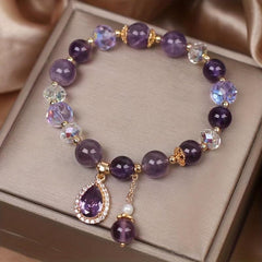 Faux Agate Crystal Bracelet Double Layer Retro Style Women Birthday Gift