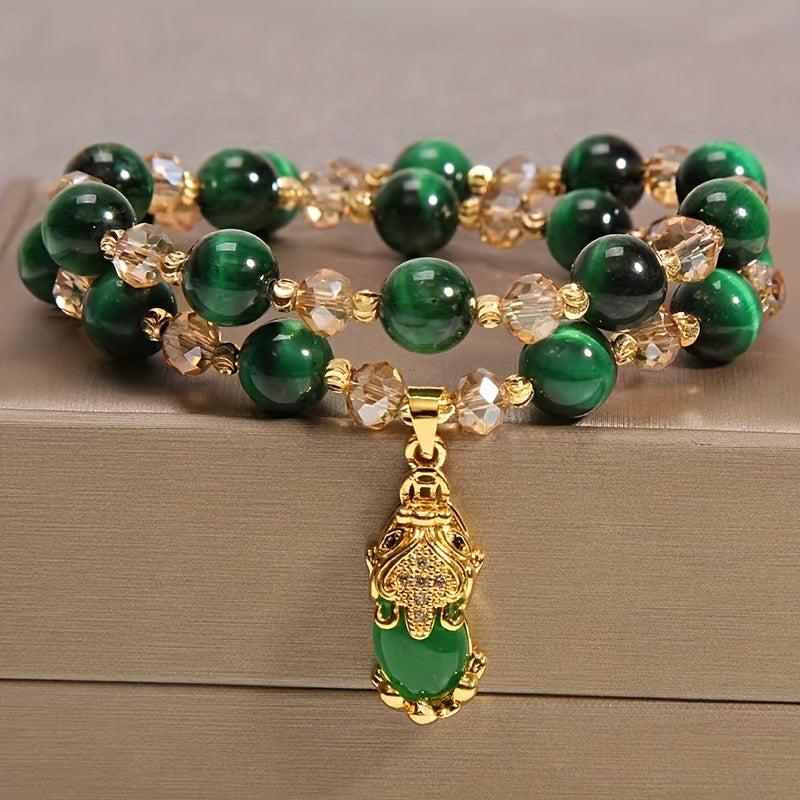 Faux Agate Crystal Bracelet Double Layer Retro Style Women Birthday Gift