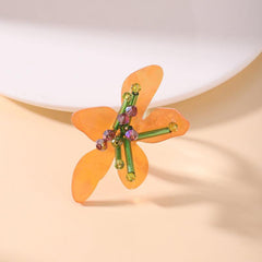 Colorful Flower Earrings Exaggerated Hand-woven Petal Earrings
