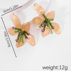 Colorful Flower Earrings Exaggerated Hand-woven Petal Earrings