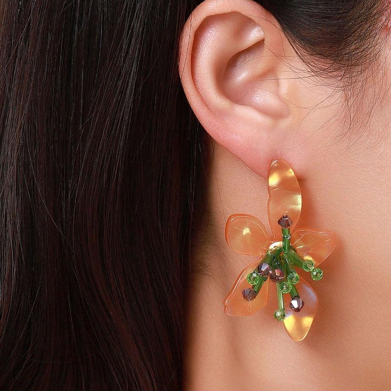 Colorful Flower Earrings Exaggerated Hand-woven Petal Earrings