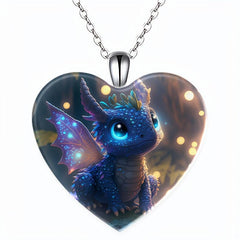Heart Shaped Dinosaur Pendant Necklace Toy For Kids Daughters