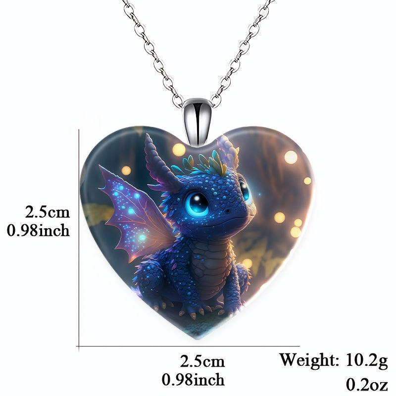 Heart Shaped Dinosaur Pendant Necklace Toy For Kids Daughters