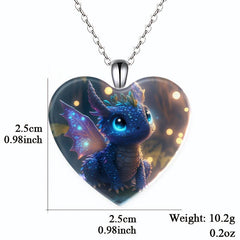 Heart Shaped Dinosaur Pendant Necklace Toy For Kids Daughters