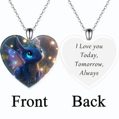 Heart Shaped Dinosaur Pendant Necklace Toy For Kids Daughters